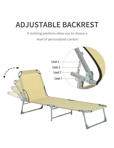 Outsunny Portable Adjustable Lounger,Oxford Cloth-Beige  A20-028CW - pic 46195 | FastDaddyshop