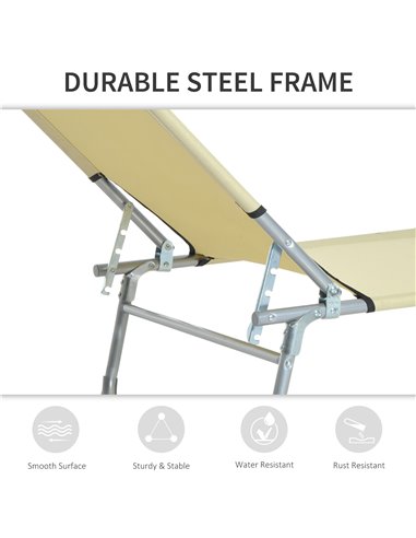 Outsunny Portable Adjustable Lounger,Oxford Cloth-Beige  A20-028CW