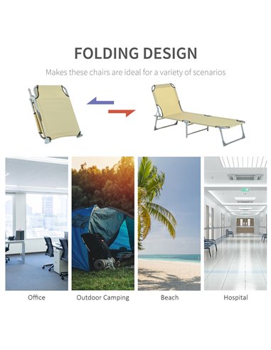 Outsunny Portable Adjustable Lounger,Oxford Cloth-Beige  A20-028CW