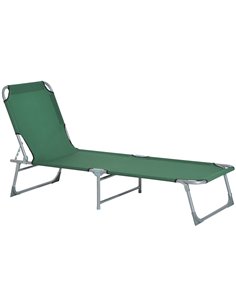 Outsunny Portable Adjustable Lounger, Oxford Cloth - Green A20-028GN