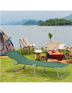 Outsunny Portable Adjustable Lounger, Oxford Cloth - Green A20-028GN 2
