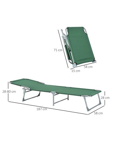 Outsunny Portable Adjustable Lounger,Oxford Cloth-Green A20-028GN