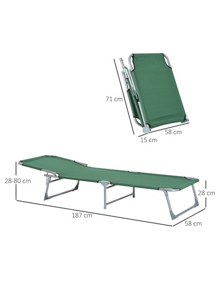 Outsunny Portable Adjustable Lounger,Oxford Cloth-Green A20-028GN - pic 46203 | FastDaddyshop