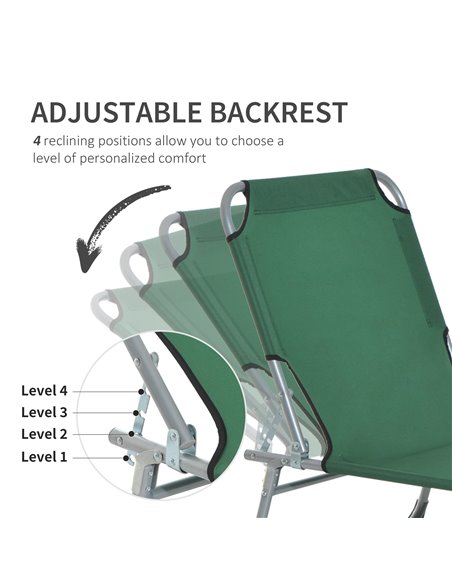 Outsunny Portable Adjustable Lounger,Oxford Cloth-Green A20-028GN - pic 46204 | FastDaddyshop
