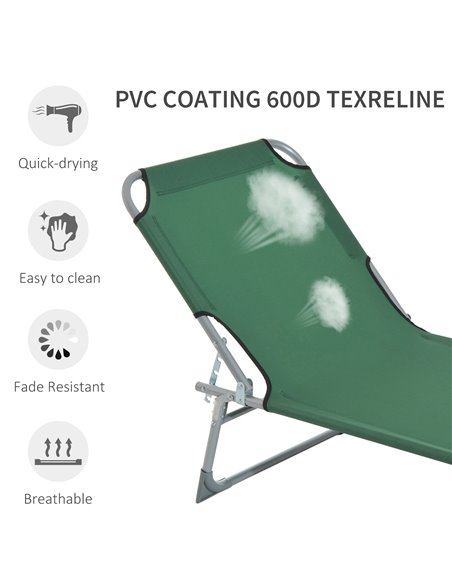 Outsunny Portable Adjustable Lounger,Oxford Cloth-Green A20-028GN - pic 46205 | FastDaddyshop