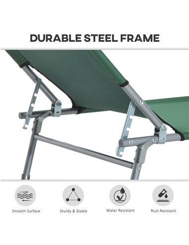 Outsunny Portable Adjustable Lounger,Oxford Cloth-Green A20-028GN