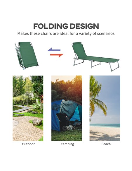 Outsunny Portable Adjustable Lounger,Oxford Cloth-Green A20-028GN - pic 46207 | FastDaddyshop