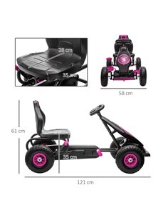 HOMCOM Children Pedal Go Kart, Racing Go Cart with Adjustable Seat, Inflatable Tyres, Shock Absorb, Handbrake, for Boys and Girl 2
