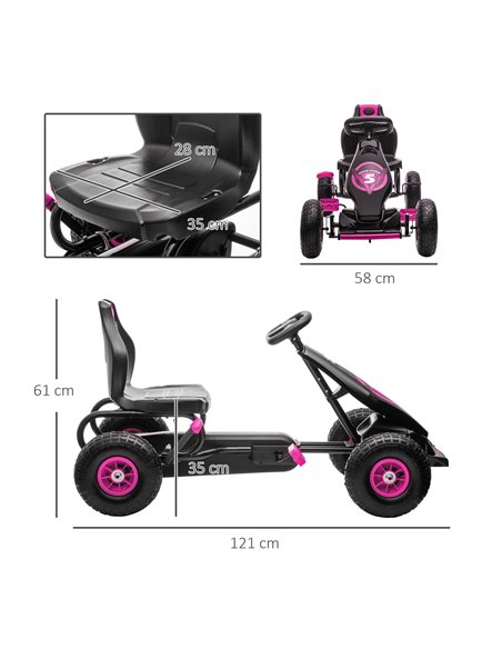 HOMCOM Children Pedal Go Kart, Racing Go Cart with Adjustable Seat, Inflatable Tyres, Shock Absorb, Handbrake, for Boys and Girl - pic 4621 | FastDaddyshop