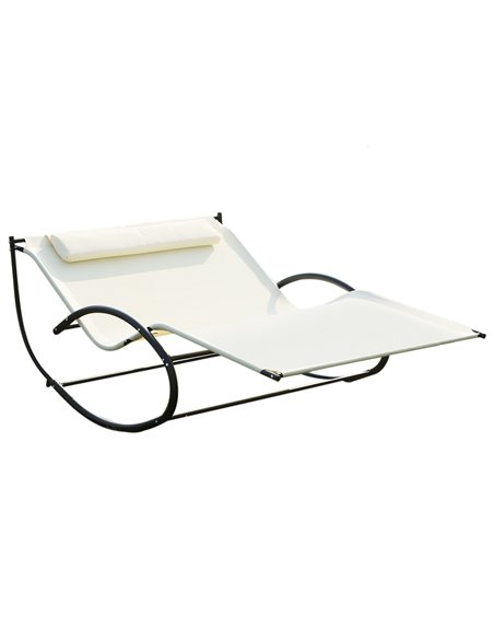 Outsunny Texteline Double Lounger With Pillow - Beige 84A-027 - pic 46210 | FastDaddyshop