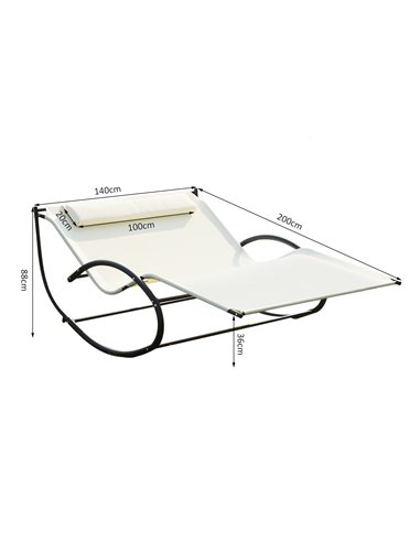 Outsunny Texteline Double Lounger W/Pillow-Beige 84A-027