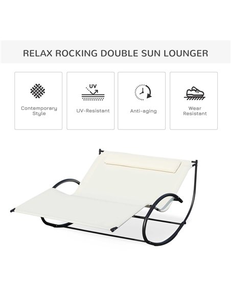Outsunny Texteline Double Lounger W/Pillow-Beige 84A-027 - pic 46213 | FastDaddyshop
