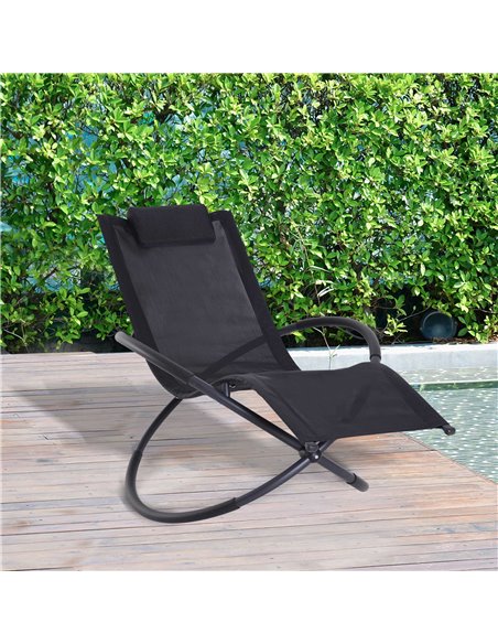 Outsunny Outdoor Orbital Lounger Zero Gravity Foldable Rocking Chair, Black 84A-079BK - pic 46220 | FastDaddyshop
