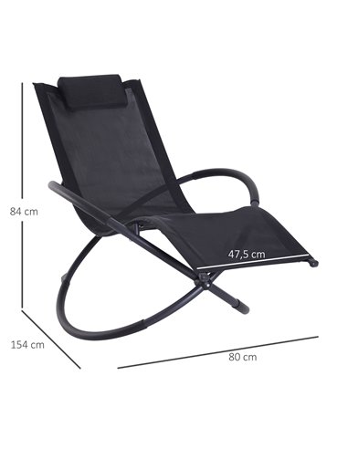 Outsunny Outdoor Orbital Lounger Zero Gravity Foldable Rocking Chair, Black 84A-079BK