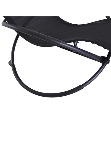 Outsunny Outdoor Orbital Lounger Zero Gravity Patio Chaise Foldable Rocking Chair w/ Pillow Black 84A-079BK