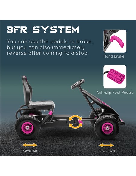 HOMCOM Children Pedal Go Kart, Racing Go Cart with Adjustable Seat, Inflatable Tyres, Shock Absorb, Handbrake, for Boys and Girl - pic 4623 | FastDaddyshop