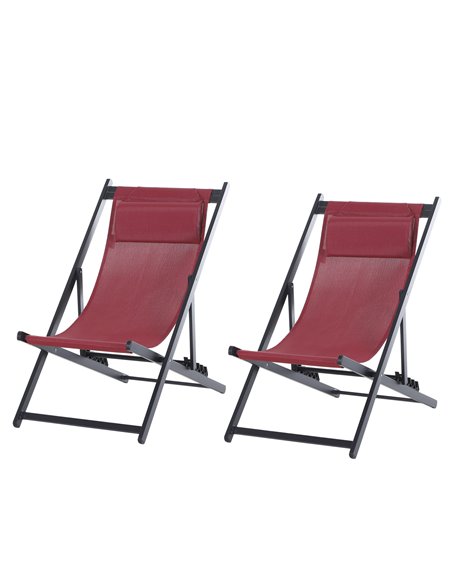 Outsunny Set of 2 Folding Garden Beach Deck Chairs, Red 84B-342V70WR - pic 46237 | FastDaddyshop