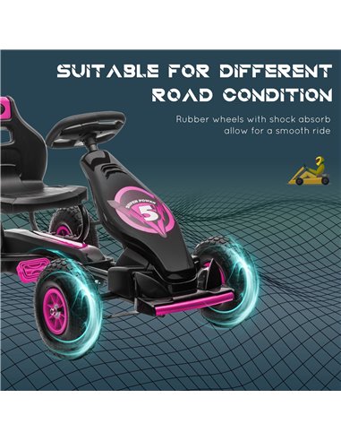 HOMCOM Children Pedal Go Kart, Racing Go Cart with Adjustable Seat, Inflatable Tyres, Shock Absorb, Handbrake, for Boys and Girl
