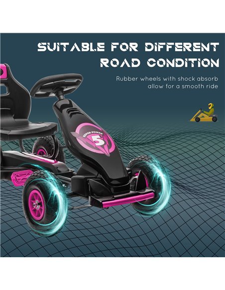 HOMCOM Children Pedal Go Kart, Racing Go Cart with Adjustable Seat, Inflatable Tyres, Shock Absorb, Handbrake, for Boys and Girl - pic 4624 | FastDaddyshop