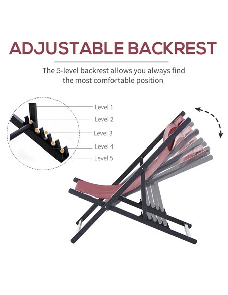 Outsunny Set of 2 Folding Garden Beach Deck Chairs, Red 84B-342V70WR - pic 46240 | FastDaddyshop