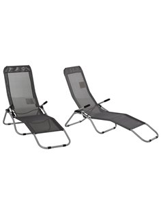 Outsunny Set of 2 Outdoor Patio Chaise Recliner, Grey 84B-580CG