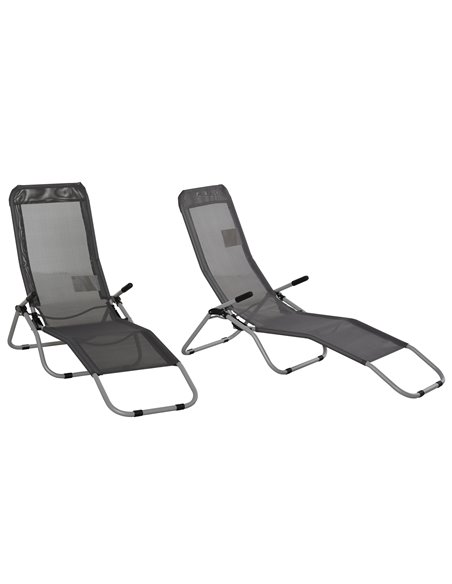 Outsunny Set of 2 Outdoor Patio Chaise Recliner, Grey 84B-580CG - pic 46255 | FastDaddyshop