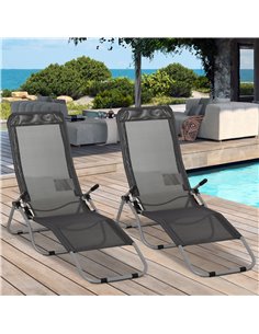 Outsunny Set of 2 Outdoor Patio Chaise Recliner, Grey 84B-580CG 2