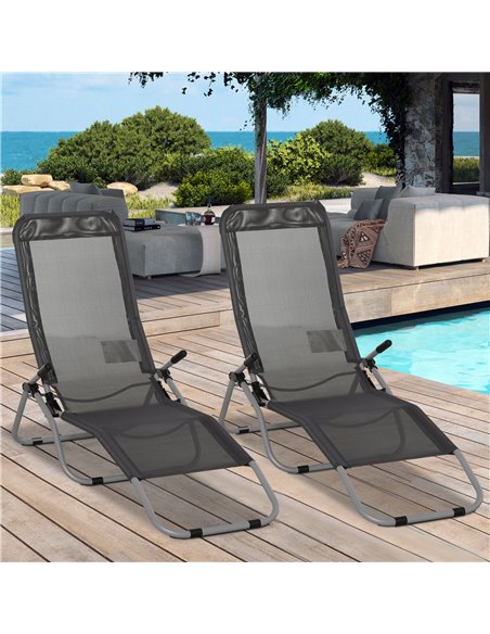 Outsunny Set of 2 Outdoor Patio Chaise Recliner, Grey 84B-580CG - pic 46256 | FastDaddyshop