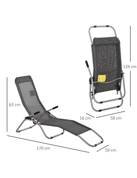 Outsunny Set of 2 Outdoor Patio Chaise Recliner Portable Lounge Chairs Garden Loungers Adjustable Backrest 84B-580CG - pic 46257 | FastDaddyshop