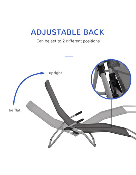 Outsunny Set of 2 Outdoor Patio Chaise Recliner Portable Lounge Chairs Garden Loungers Adjustable Backrest 84B-580CG - pic 46259 | FastDaddyshop