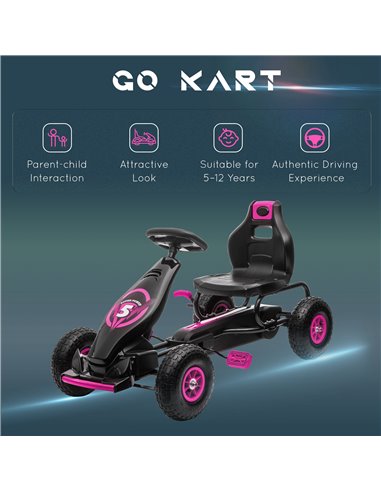HOMCOM Children Pedal Go Kart, Racing Go Cart with Adjustable Seat, Inflatable Tyres, Shock Absorb, Handbrake, for Boys and Girl