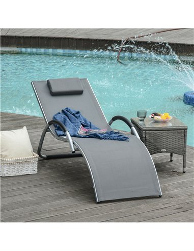Outsunny Ergonomic Lounger Chair Portable Armchair, Dark Grey 84B-572V70CG