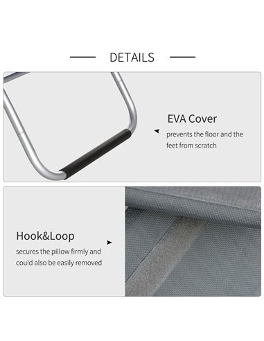 Outsunny Ergonomic Lounger Chair Portable Armchair with Removable Headrest Pillow for Garden Patio Outside All Aluminium Frame D