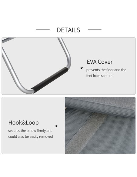 Outsunny Ergonomic Lounger Chair Portable Armchair with Removable Headrest Pillow for Garden Patio Outside All Aluminium Frame D - pic 46268 | FastDaddyshop
