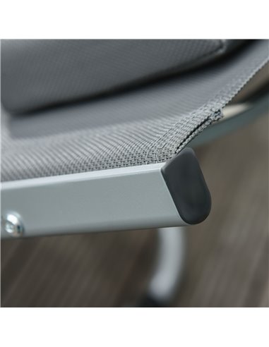 Outsunny Ergonomic Lounger Chair Portable Armchair with Removable Headrest Pillow for Garden Patio Outside All Aluminium Frame D