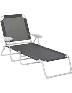 Outsunny Reclining Lounge Chair with 4-Level Adjustable Backrest, Grey 84B-438CG