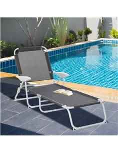 Outsunny Reclining Lounge Chair with 4-Level Adjustable Backrest, Grey 84B-438CG 2
