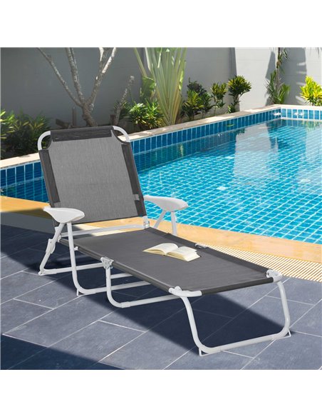 Outsunny Reclining Lounge Chair with 4-Level Adjustable Backrest, Grey 84B-438CG - pic 46274 | FastDaddyshop