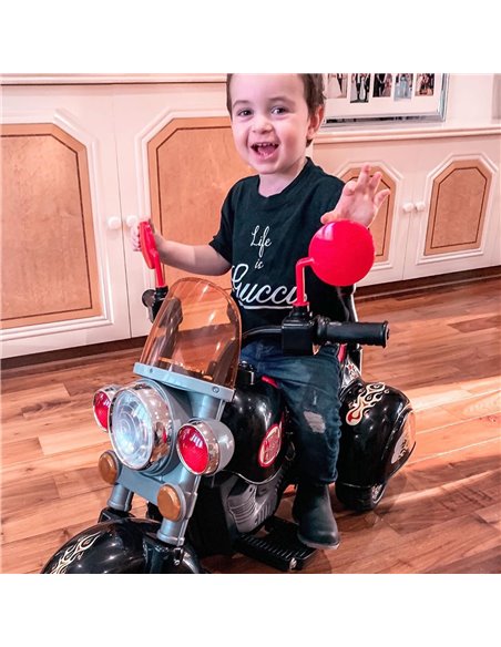 HOMCOM Kids Electric Motorbike 6V Children Ride On Motorcycle Battery Powered Toy w/ Lights Sound for 3-6 Years Old Black - pic 4628 | FastDaddyshop