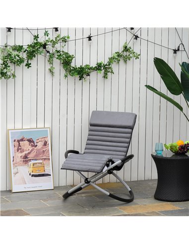 Outsunny Orbital Rocking Chair Folding Lounger Anti-drop with Mat Removable Design 2 in 1 145x74x86cm Black Grey 84A-159