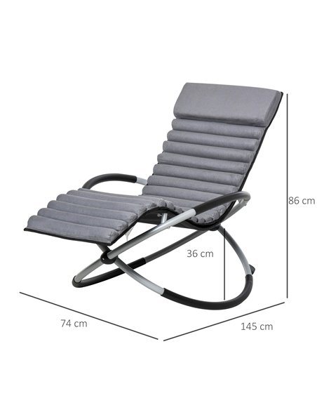 Outsunny Orbital Rocking Chair Folding Lounger Anti-drop with Mat Removable Design 2 in 1 145x74x86cm Black Grey 84A-159 - pic 46284 | FastDaddyshop