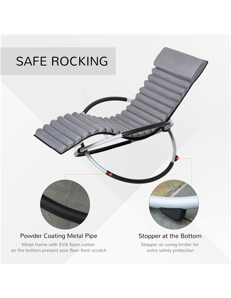 Outsunny Orbital Rocking Chair Folding Lounger Anti-drop with Mat Removable Design 2 in 1 145x74x86cm Black Grey 84A-159 - pic 46286 | FastDaddyshop