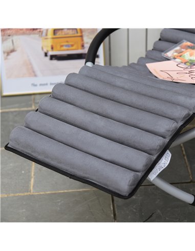 Outsunny Orbital Rocking Chair Folding Lounger Anti-drop with Mat Removable Design 2 in 1 145x74x86cm Black Grey 84A-159