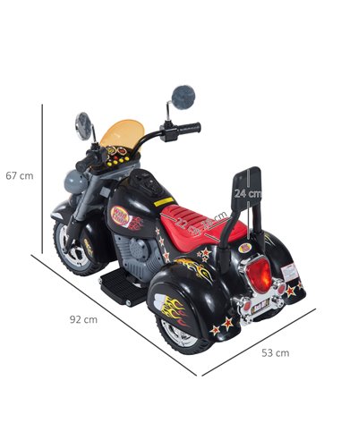 HOMCOM Kids Electric Motorbike 6V Children Ride On Motorcycle Battery Powered Toy w/ Lights Sound for 3-6 Years Old Black