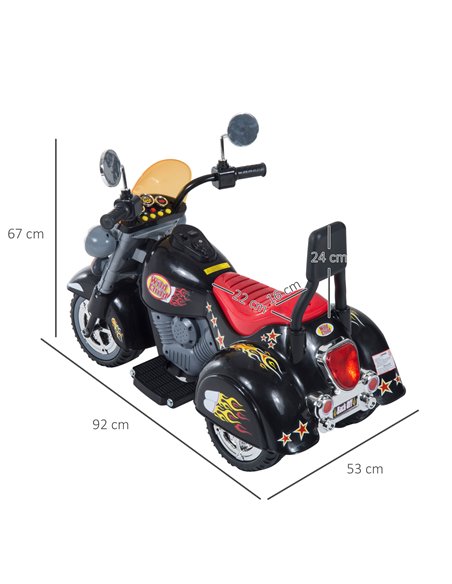 HOMCOM Kids Electric Motorbike 6V Children Ride On Motorcycle Battery Powered Toy w/ Lights Sound for 3-6 Years Old Black - pic 4629 | FastDaddyshop