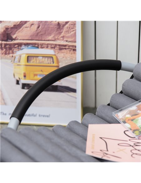 Outsunny Orbital Rocking Chair Folding Lounger Anti-drop with Mat Removable Design 2 in 1 145x74x86cm Black Grey 84A-159 - pic 46290 | FastDaddyshop