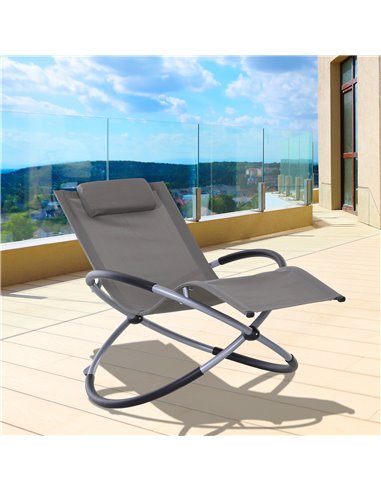 Outsunny Outdoor Orbital Lounger Zero Gravity Foldable Rocking Chair, Grey 84A-079GY