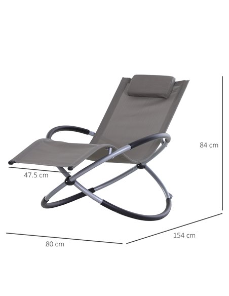 Outsunny Outdoor Orbital Lounger Zero Gravity Patio Chaise Foldable Rocking Chair w/ Pillow Grey 84A-079GY - pic 46293 | FastDaddyshop