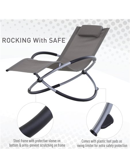 Outsunny Outdoor Orbital Lounger Zero Gravity Patio Chaise Foldable Rocking Chair w/ Pillow Grey 84A-079GY - pic 46295 | FastDaddyshop