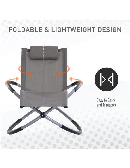 Outsunny Outdoor Orbital Lounger Zero Gravity Patio Chaise Foldable Rocking Chair w/ Pillow Grey 84A-079GY - pic 46296 | FastDaddyshop